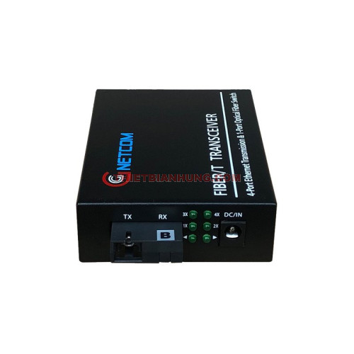 Bộ chuyển đổi quang điện GNETCOM GNC-1114S-20B 10/100Mbps 4 cổng LAN 1 sợi 20km