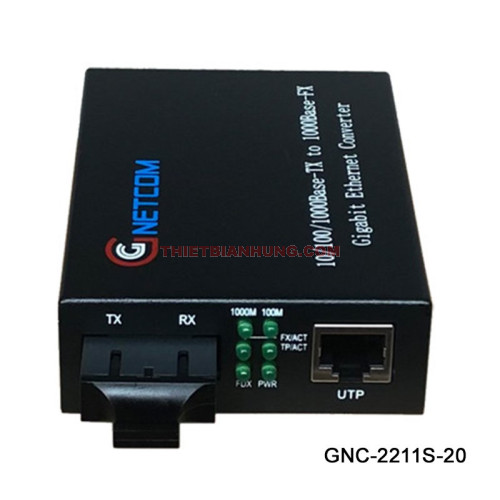 Bộ chuyển đổi quang điện GNETCOM GNC-2211S-20 Gigabit 2 sợi 20km