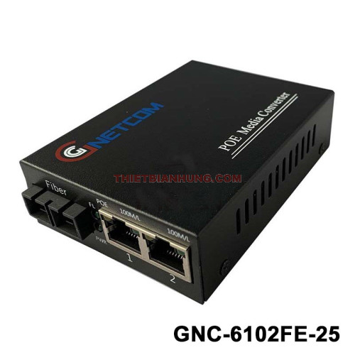 Switch PoE GNETCOM GNC-6102FE-25 2 cổng PoE 10/100Mbps + 1 cổng quang SC Duplex