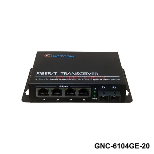 Switch PoE GNETCOM GNC-6104GE-20 4 cổng PoE Gigabit + 1 cổng quang SC Duplex