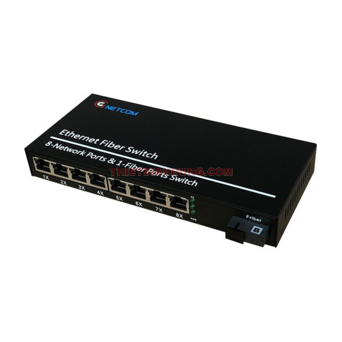 Bộ chuyển đổi quang điện PoE Gnetcom GNC-6108FE-25A 8 cổng PoE 10/100M 1 sợi quang 25km