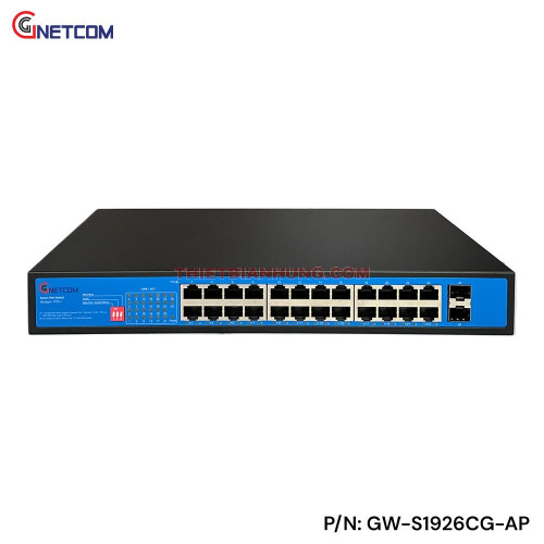 Switch PoE GNETCOM GW-S1926CG-AP 24 cổng Gigabit PoE + 2 SFP