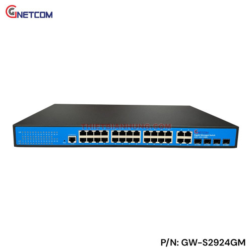 Switch quản lý Layer 2+ GNETCOM GW-S2924GM 24 cổng LAN Gigabit + 4 cổng Combo SFP