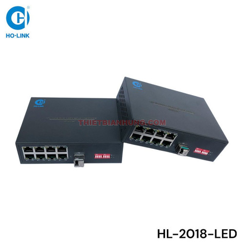 Bộ chuyển đổi quang điện màn LED HO-LINK HL-2018-LED 10Gbps 8 cổng Gigabit