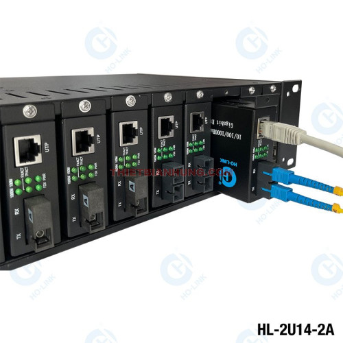 Khung nguồn tập trung 14 khe Media Converter HO-LINK HL-2U14-2A 19 inch 2U