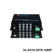 Bộ chuyển đổi Video sang quang 8 kênh GNETCOM HL-8V1D-20T/R-1080P có điều khiển PTZ (RS485)